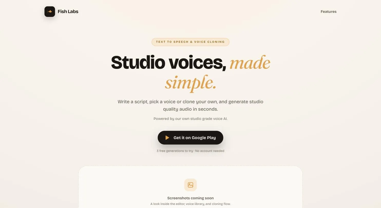 Fish Labs: Text to speech and voice cloning app